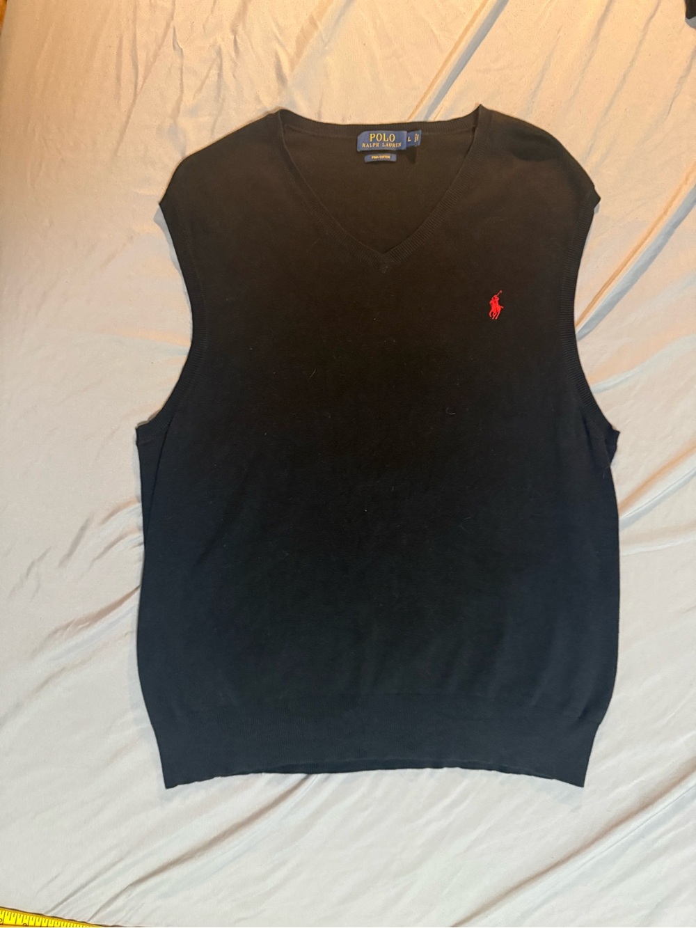 Lot Of 2 Polo Ralph Lauren Men’s Large Black Sweater Vest & Blue Button Shirt - Picture 10 of 12